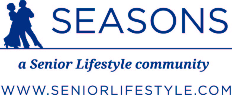 Outline of a man and woman dancing with the words Seasons A Lifestyle Community