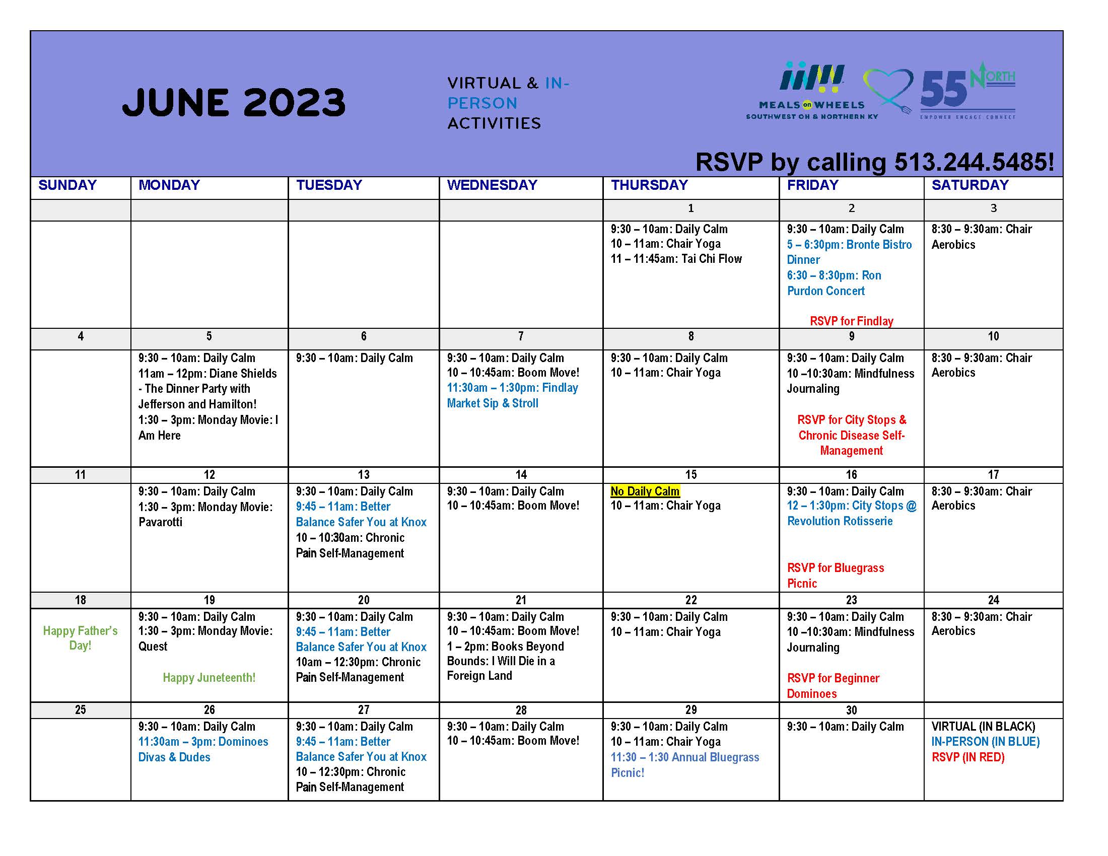 June 2023 Program Calendar